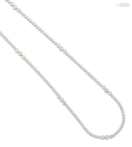 A diamond and 14k white gold necklace