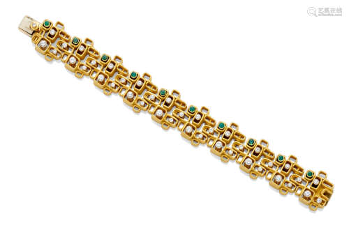 An emerald, diamond and gold bracelet, Walter Schluep