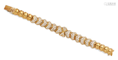 A Diamond and 18k Gold Bracelet