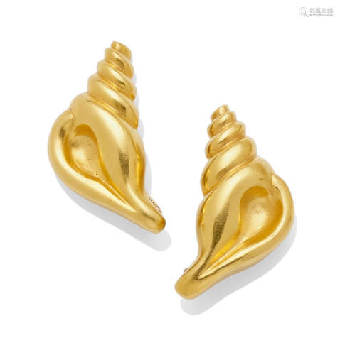 A pair of 18K Gold Ear Clips, Ilias Lalaounis, Greek