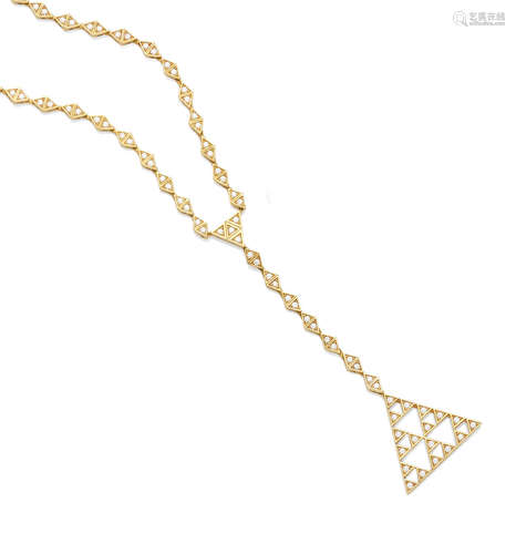 A diamond and 18k gold lariat necklace, Chopard