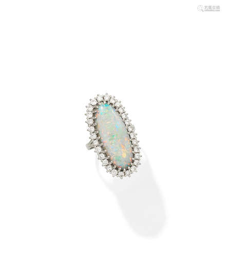 An opal and diamond cluster ring, 1976