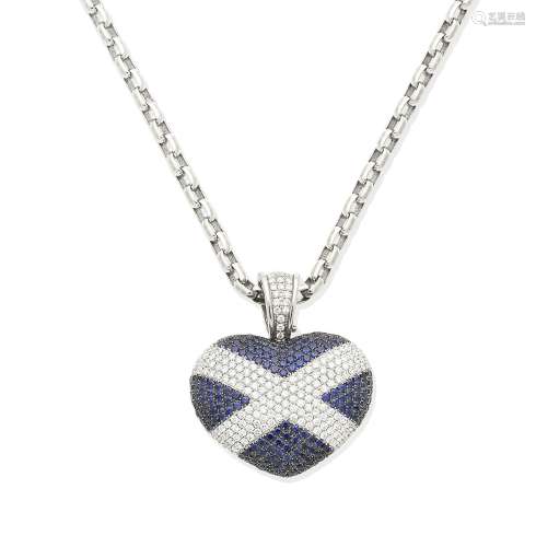 A sapphire and diamond 'Flag 'Art' pendant necklace, by Theo Fennell