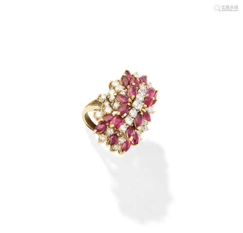 A ruby and diamond dress ring