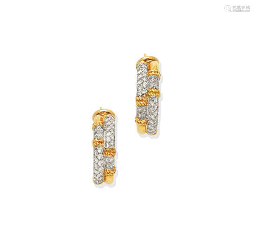 A pair of diamond earrings, by Kutchinsky, circa 1970