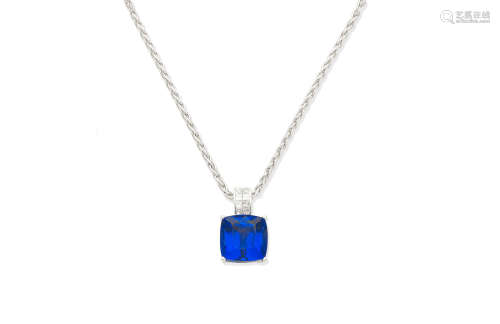 A tanzanite and diamond pendant necklace
