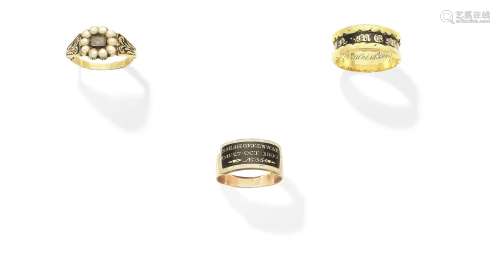 (3) A collection of three early 19th century mourning rings
