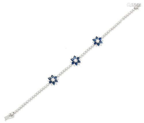 A sapphire and diamond bracelet