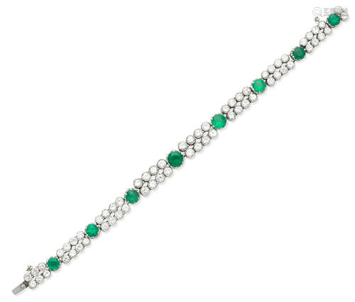 An emerald and diamond bracelet