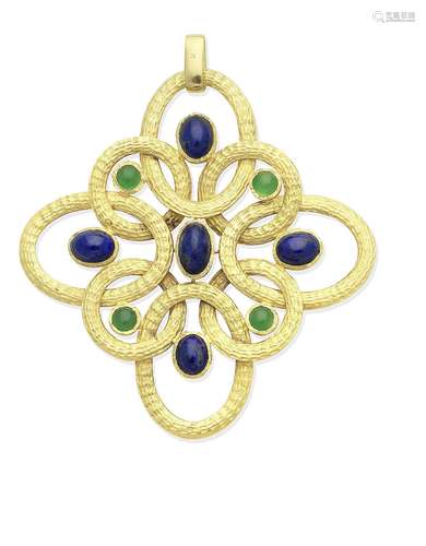 A gem-set pendant, French, circa 1970