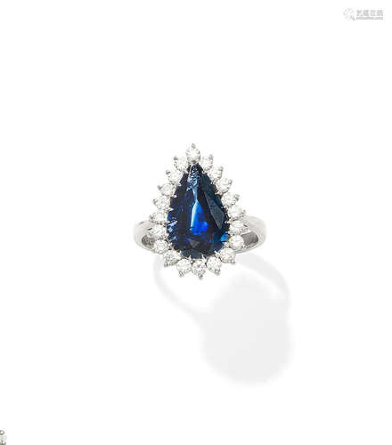 A sapphire and diamond cluster ring