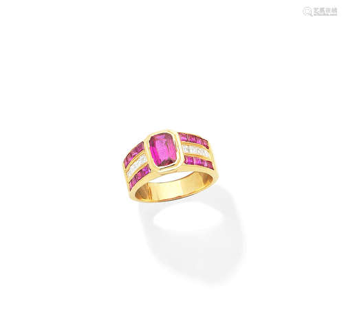 A ruby and diamond ring