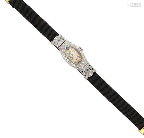 A sapphire and diamond watch, circa 1930