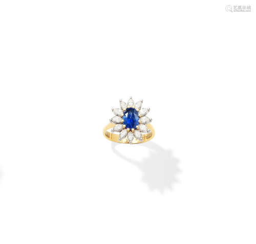 A sapphire and diamond cluster ring