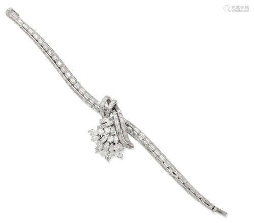 A diamond bracelet/watch, by Jaeger-LeCoultre, circa 1955