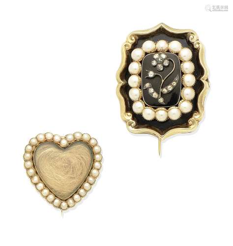 (2) Two mourning brooches, circa 1830