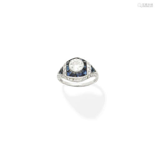 A diamond and sapphire dress ring