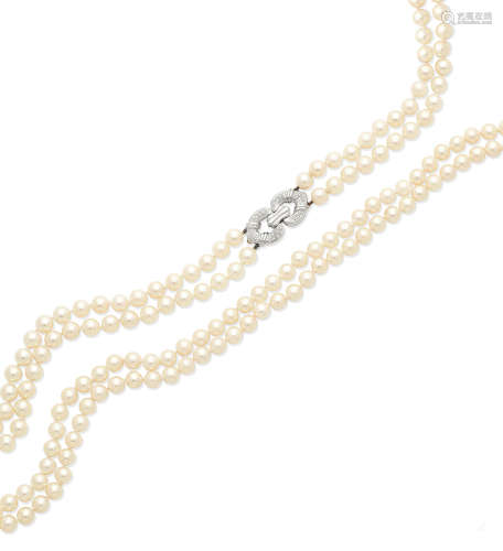A two-strand cultured pearl necklace