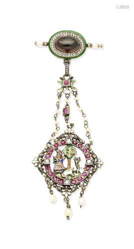 A late 19th century gem-set pendant