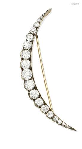 A diamond crescent brooch, circa 1890