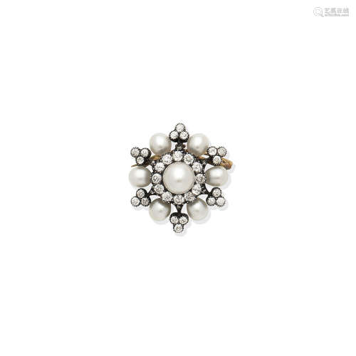 A pearl and diamond brooch/pendant, circa 1890