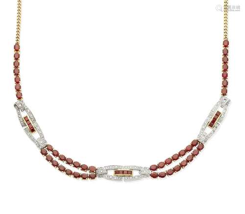 A ruby and diamond necklace