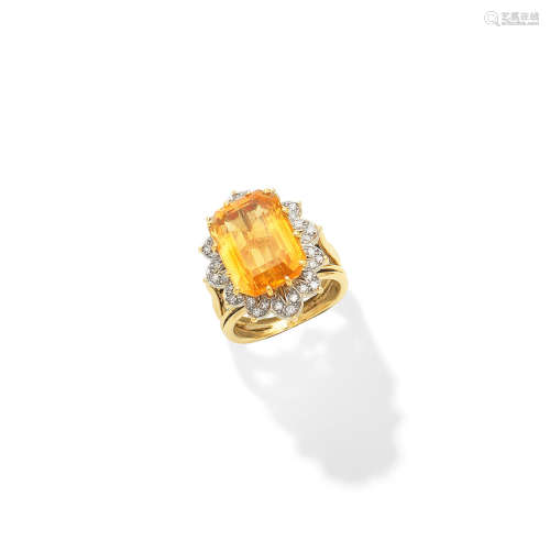 A citrine and diamond cluster ring, mounted by Cartier