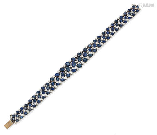 A sapphire and diamond bracelet