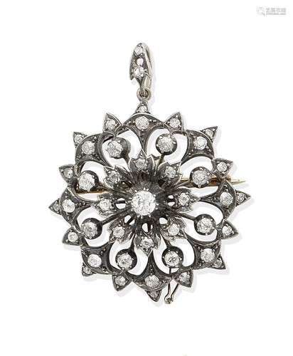 A diamond brooch/pendant, circa 1890