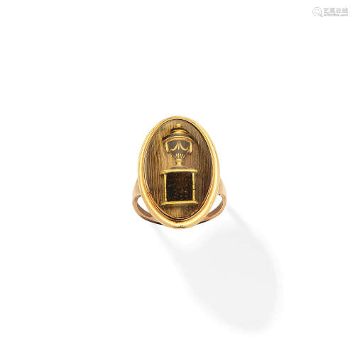 An enamel and hairwork mourning ring, circa 1790