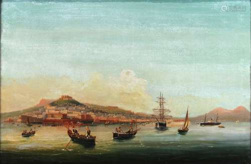 (lot of 2) Italian School (19th century), Views of the Bay of Napoli with Vesuvius in the