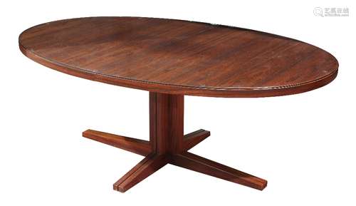 John Mortensen for Heltborg Mobler rosewood dining table, having an oval top with two 19.5