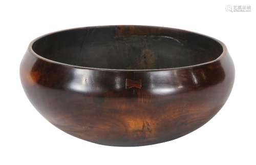 Hawaiian koa wood poi bowl (calabash) 19th century, the highly figured circular form with indigenous