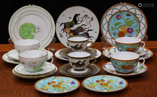 (lot of 24) Collection of Hermes china, in a variety of patterns comprising: 'Cheval d'Orient'