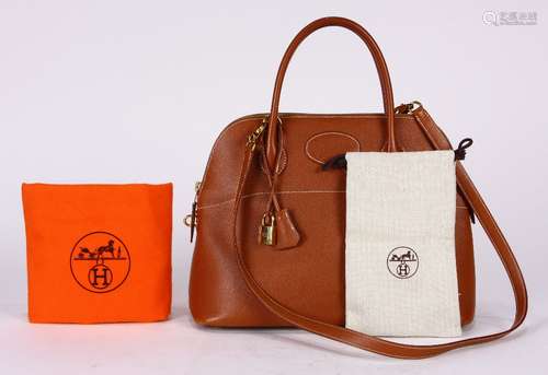 Hermes veau doblis bolide handbag, executed in tan, 31cm, with strap, lock, clochette, dust bag,