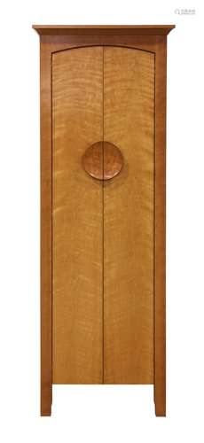 Andrew Jacobson Studios custom designed cabinet, executed in highly figured maple, having two