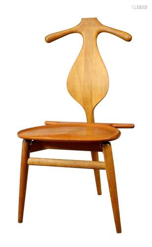 Hans Wegner valet chair, designed 1953, model no. JH-540, having a teak and oak frame with a brass