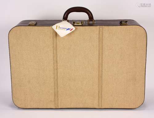 Hermes France suitcase, executed in leather and fabric, original hardware, marked E3 at latch and