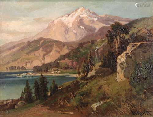 William Keith (American 1838-1911), View of Mount Shasta, oil on canvas, signed lower right, canvas: