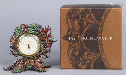 (lot of 2) Jay Strongwater clock group, consisting of a Chrysanthemum Clock, part of the Dynasty