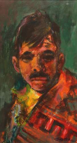 Romeo Tabuena (Filipino, 1921–2015), Portrait of a Peasant, 1960, acrylic on board, signed and dated