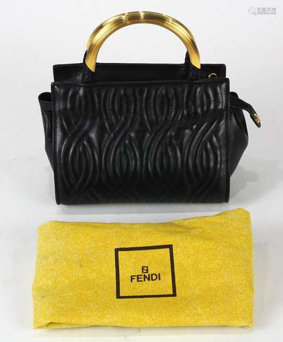 Fendi lambskin handbag, executed in black, and having a top handle, the hardware marked Fendi, and