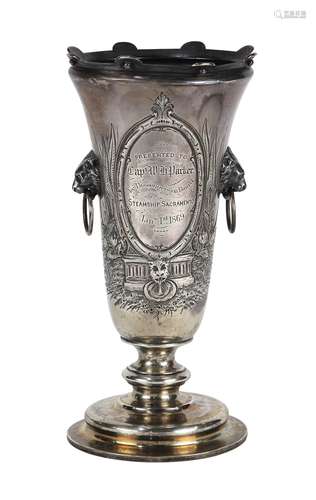 W.K. Vanderslice silver presentation goblet for the Pacific Mail Steamship Company, presented to