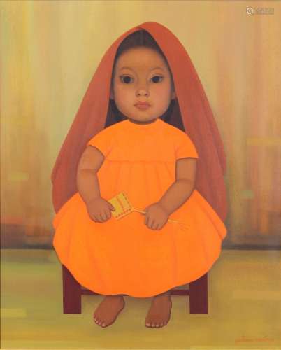 Gustavo Montoya (Mexican, 1905-2003), La Nina, oil on canvas, signed lower right, canvas: 22