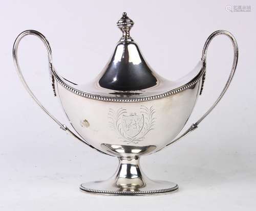 George III sterling silver sauce tureen and cover, London 1783, bears Hester Bateman mark, having an