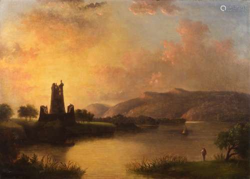 Attributed to Thomas Cole (American, 1801–1848), Untitled (Hudson River Landscape), oil on canvas,