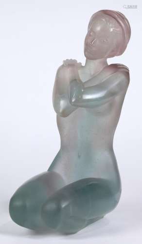 Daum France Pate De Verre limited edition art glass sculpture Eurydice, depicting a nude beauty