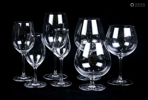 (lot of 47) Riedel crystal barware, consisting of (4) brandy snifters, (2) cognac stems, (1) port