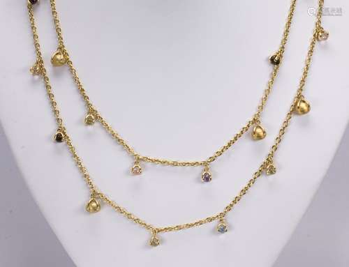 Nanis multi-stone and 18k yellow gold necklace Featuring oval-cuts: (6) citrines, (3) amethyst, (