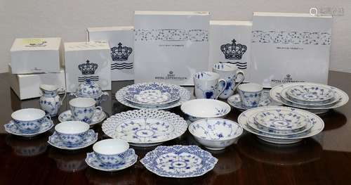 (lot of 26) Collection of Royal Copenhagen china, in a variety of patterns including blue fluted